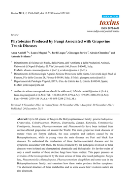 Phytotoxins Produced by Fungi Associated with Grapevine Trunk Diseases