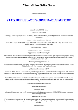 Minecraft Free Online Games