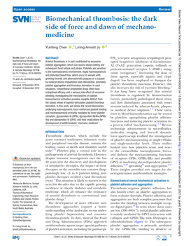 Biomechanical Thrombosis: the Dark Side of Force and Dawn of Mechano-­ Medicine