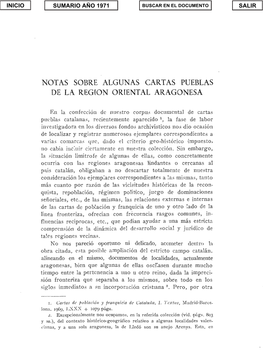 Notas Sobre Algunas Cartas Pueblas De La Región Oriental Aragonesa