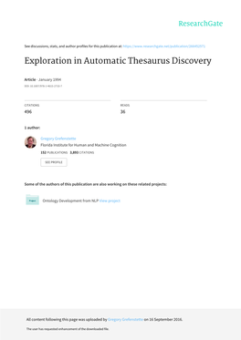 Exploration in Automatic Thesaurus Discovery