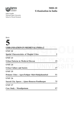 MHI-10 Urbanisation in India Indira Gandhi National Open University School of Social Sciences