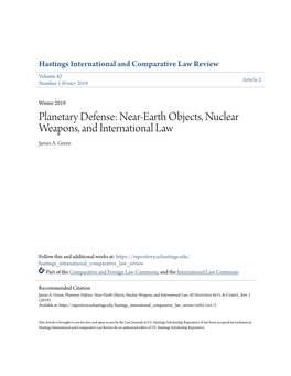 Planetary Defense: Near-Earth Objects, Nuclear Weapons, and International Law James A