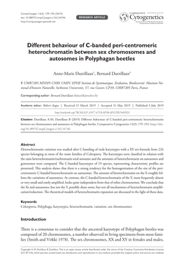 ﻿Different Behaviour of C-Banded Peri-Centromeric Heterochromatin