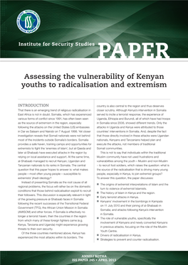 Assessing the Vulnerability of Kenyan Youths to Radicalisation and Extremism