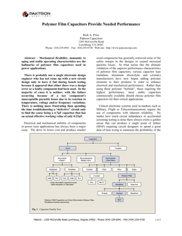 Polymer Film Capacitors Provide Needed Performance