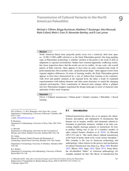 Transmission of Cultural Variants in the North American Paleolithic 9