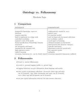 Ontology Vs. Folksonomy