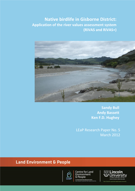 Native Birdlife in Gisborne District: Application of the River Values Assessment System
