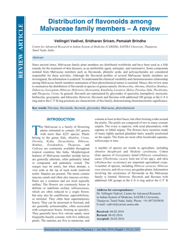 Distribution of Flavonoids Among Malvaceae Family Members – a Review