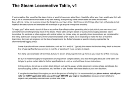 The Steam Locomotive Table, V1