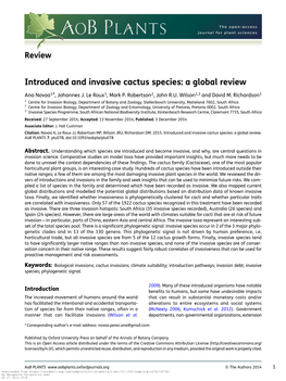 Introduced and Invasive Cactus Species: a Global Review