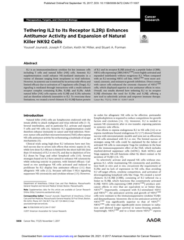 Tethering IL2 to Its Receptor Il2rb Enhances Antitumor Activity and Expansion of Natural Killer NK92 Cells Youssef Jounaidi, Joseph F