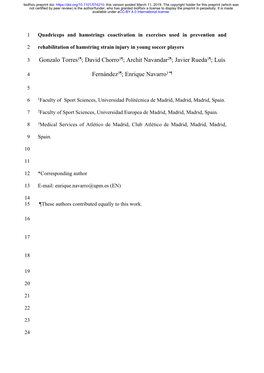Quadriceps and Hamstrings Coactivation in Exercises Used in Prevention And