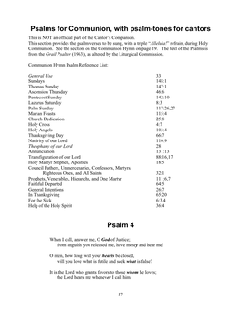 Collection of the Communion Psalms