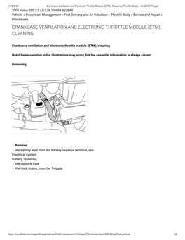 Crankcase Ventilation and Electronic Throttle