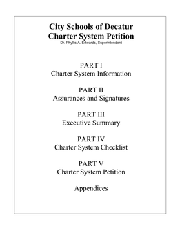 City Schools of Decatur Charter System Petition Dr