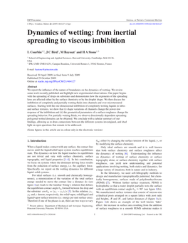 Dynamics of Wetting: from Inertial Spreading to Viscous Imbibition