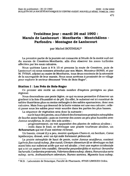 Troisième Jour: Mardi 26 Mai 1992 : Marais De Laniscourt - Montbavin - Montchâlons ­ Parfondru - Montagne De Laniscourt