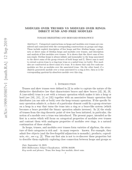 Arxiv:1909.05807V1 [Math.RA] 12 Sep 2019 Cs T