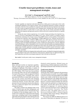 Crucifer Insect Pest Problems: Trends, Issues and Management Strategies