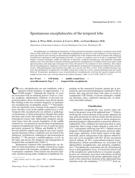 Spontaneous Encephaloceles of the Temporal Lobe