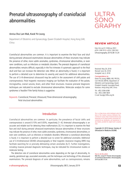 Prenatal Ultrasonography of Craniofacial Abnormalities