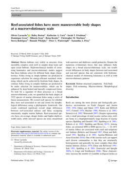 Reef-Associated Fishes Have More Maneuverable Body Shapes at a Macroevolutionary Scale