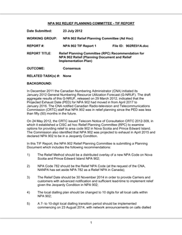 Npa 902 Relief Planning Committee - Tif Report