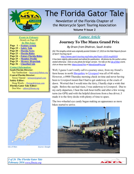 The Florida Gator Tale Newsletter of the Florida Chapter of the Motorcycle Sport Touring Association Volume 9 Issue 2