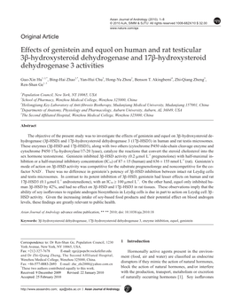 Effects of Genistein and Equol on Human and Rat Testicular 3Β-Hydroxysteroid Dehydrogenase and 17Β-Hydroxysteroid Dehydrogenase 3 Activities