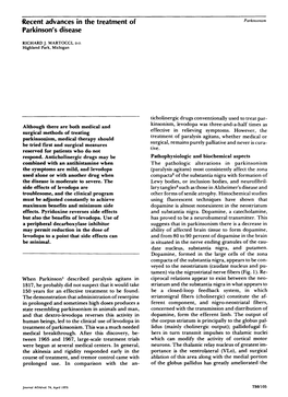 Recent Advances in the Treatment of Parkinson's Disease