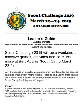 Leader's Guide Scout Challenge 2019 Will Be A