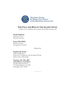 THE FALL and RISE of the ISLAMIC STATE a Project on U.S