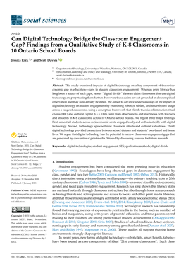 Can Digital Technology Bridge the Classroom Engagement Gap? Findings from a Qualitative Study of K-8 Classrooms in 10 Ontario School Boards