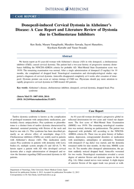 Donepezil-Induced Cervical Dystonia in Alzheimer's Disease: a Case