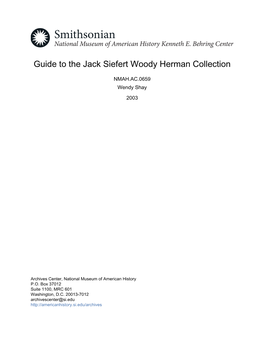 Guide to the Jack Siefert Woody Herman Collection