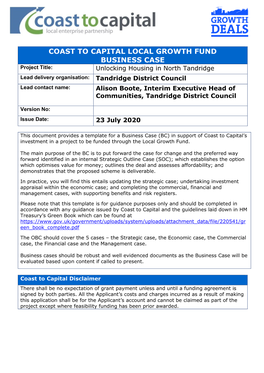 Unlocking Housing in North Tandridge Business Case