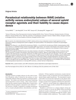 Values of Several Opioid Receptor Agonists and Their Liability to Cause Depen- Dence