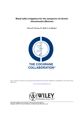 Nasal Saline Irrigations for the Symptoms of Chronic Rhinosinusitis (Review)