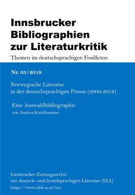 Innsbrucker Bibliographien Zur Literaturkritik Themen Im Deutschsprachigen Feuilleton