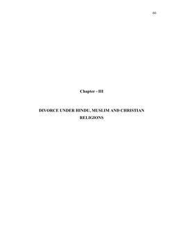 Iii Divorce Under Hindu, Muslim and Christian Religions