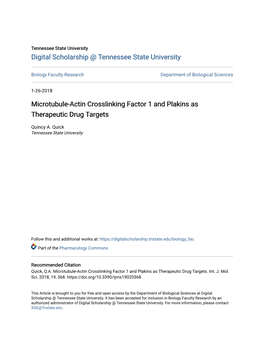 Microtubule-Actin Crosslinking Factor 1 and Plakins As Therapeutic Drug Targets