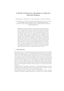 A Model of Symmetry Breaking in Collective Decision-Making