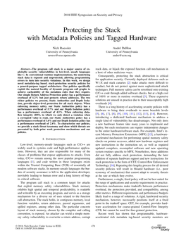 Protecting the Stack with Metadata Policies and Tagged Hardware