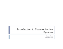 Introduction to Communication Systems