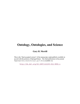 Ontology, Ontologies, and Science