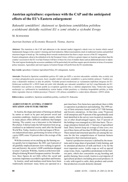 Austrian Agriculture: Experience with the CAP and the Anticipated Effects of the EU’S Eastern Enlargement