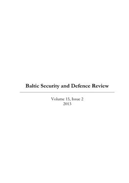 Baltic Security and Defence Review 2013