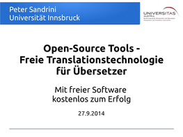 Open-Source Tools - Freie Translationstechnologie Für Übersetzer